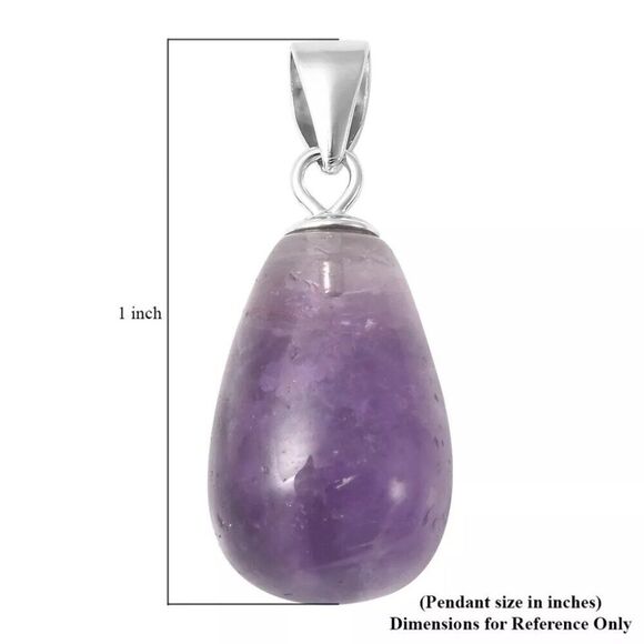 Bi-Color Amethyst Drop Sterling Silver Pendant Necklace - Picture 2 of 6